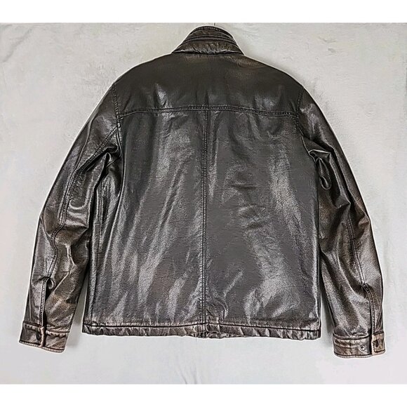 Levi's Aviator Bomber Jacket Men's Size Large Brown Faux Leather Sherpa Lined - Picture 9 of 13